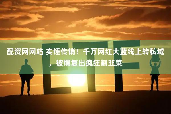 配资网网站 实锤传销！千万网红大蓝线上转私域，被爆复出疯狂割韭菜